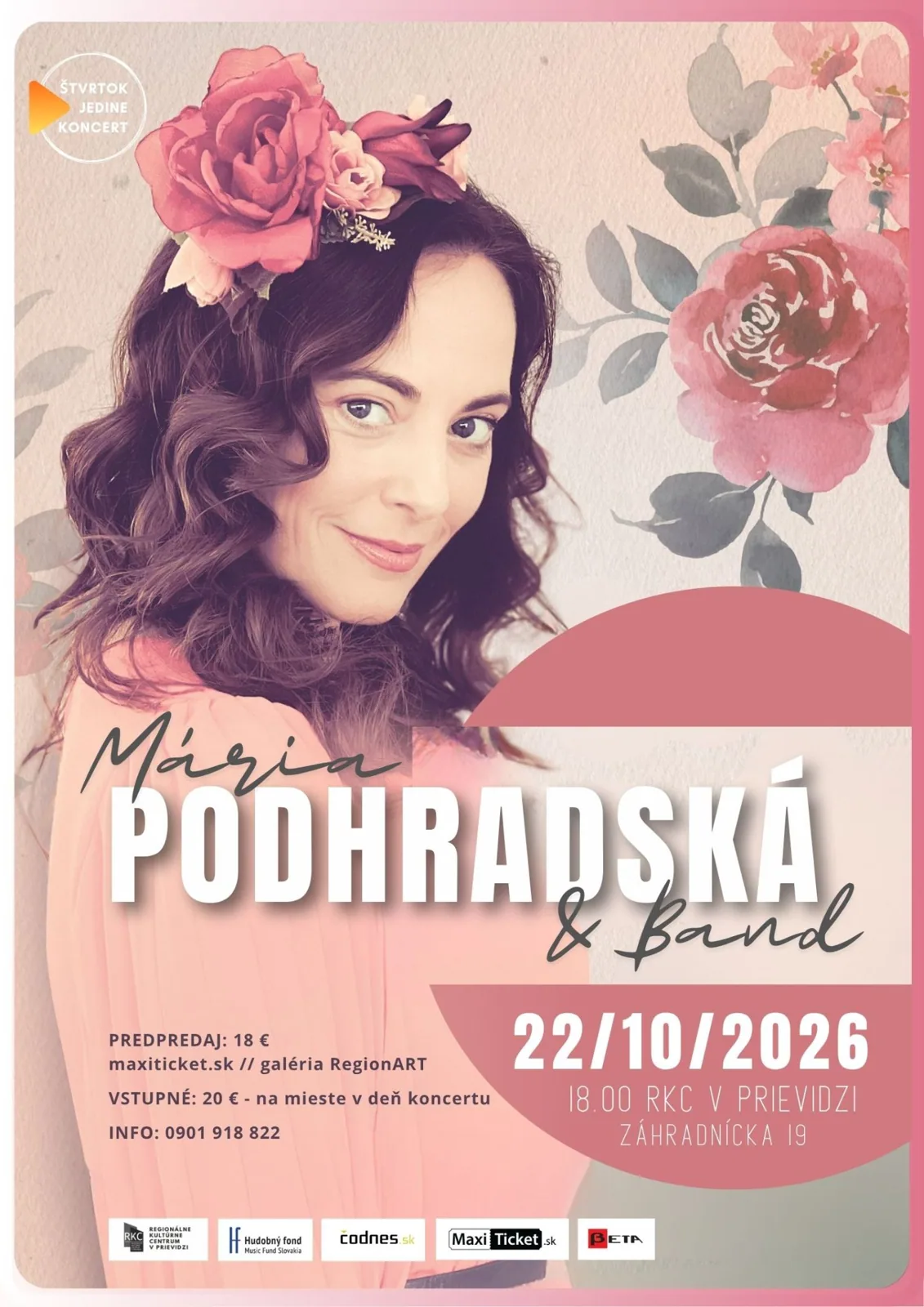 Koncert Mária Podhradská & Band v Prievidzi