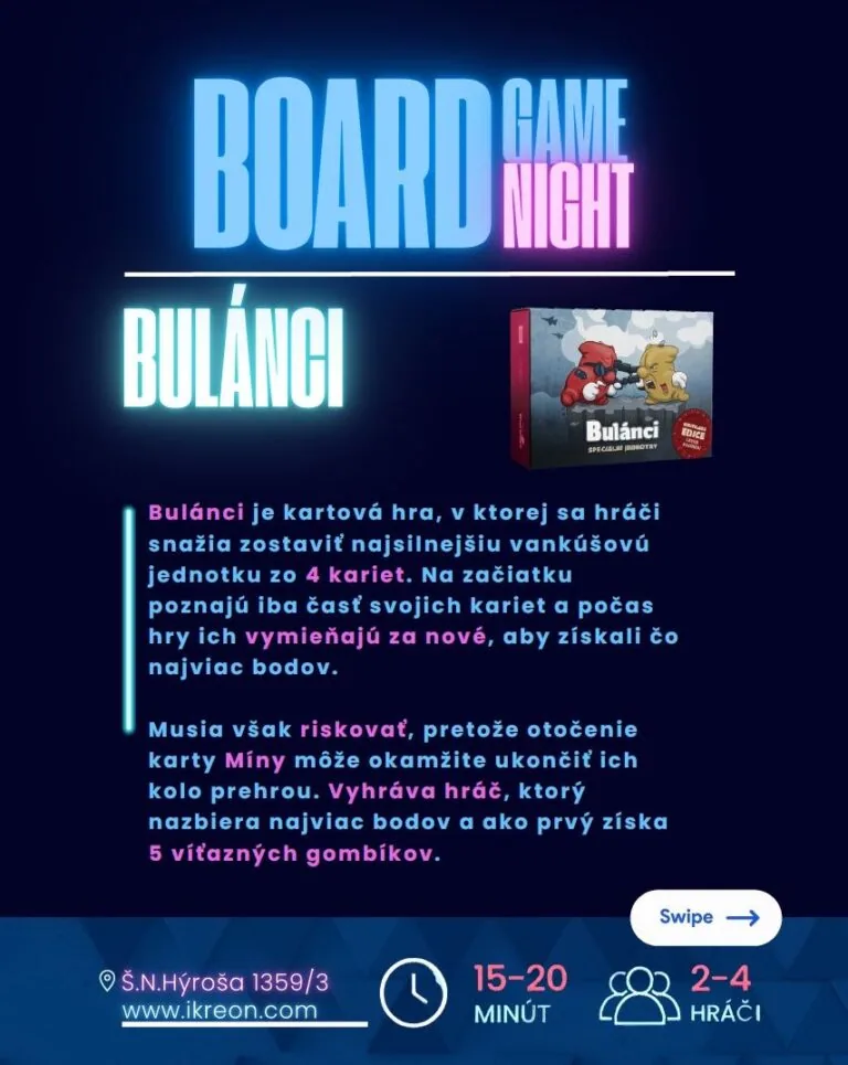 BOARD GAME NIGHT: BULÁNCI (Ikreon)