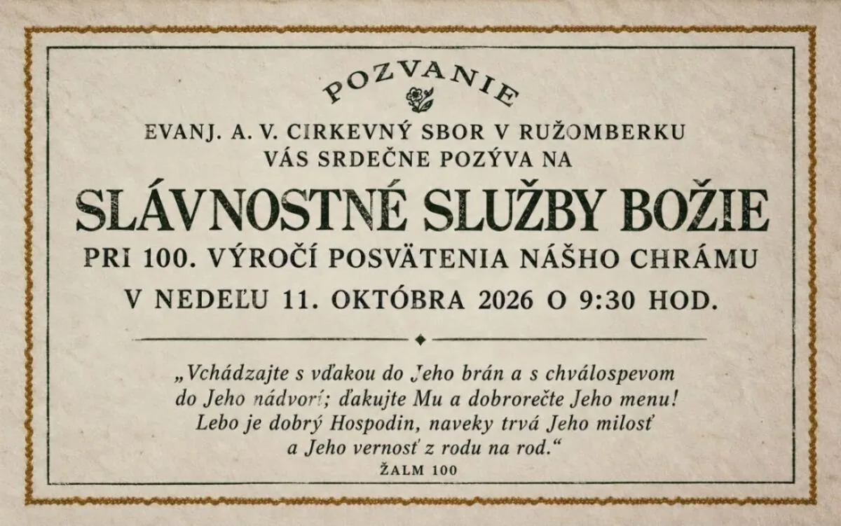 SLÁVNOSTNÉ SLUŽBY BOŽIE (Evanjelický kostol)