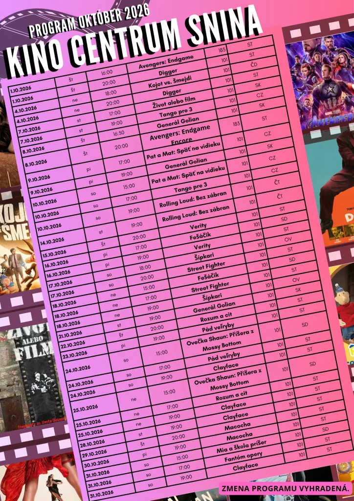 Kino program na október 2026