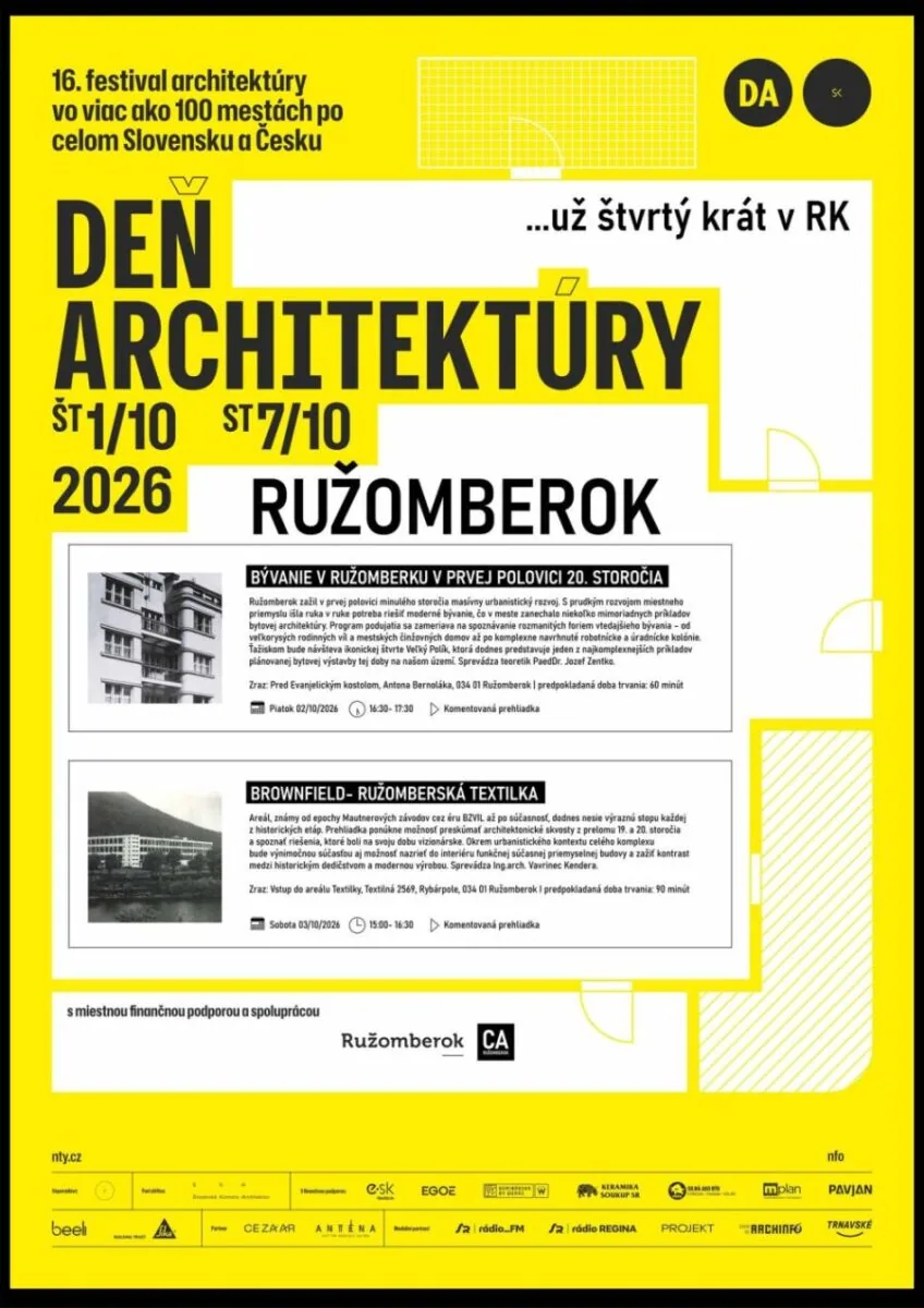 DEŇ ARCHITEKTÚRY 2026: BROWNFIELD – RUŽOMBERSKÁ TEXTILKA (zraz pred bývalou textilkou)