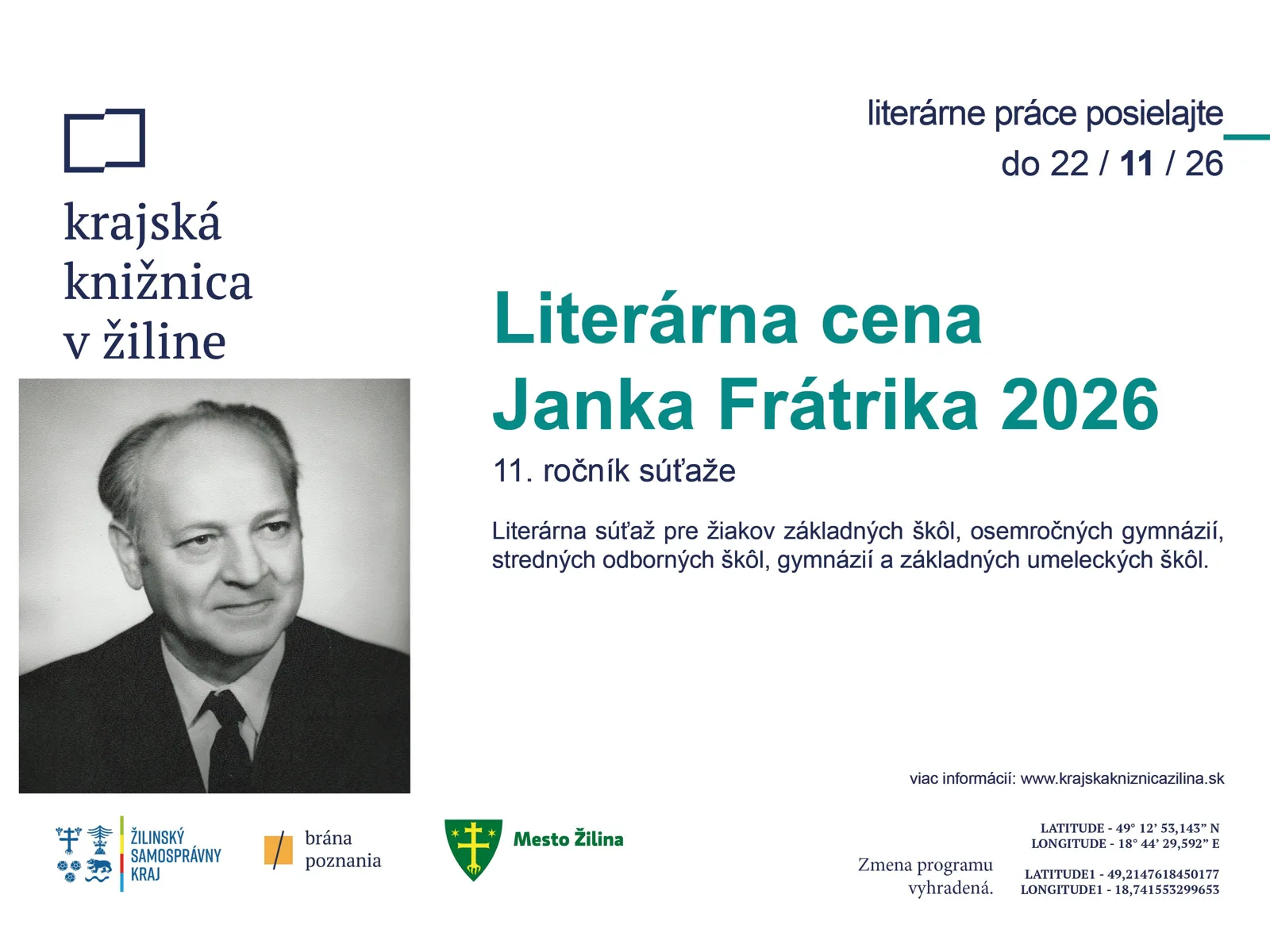 Súťaž: Literárna cena Janka Frátrika 2026