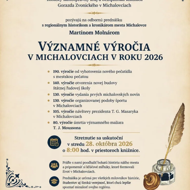 Významné výročia v Michalovciach v roku 2026