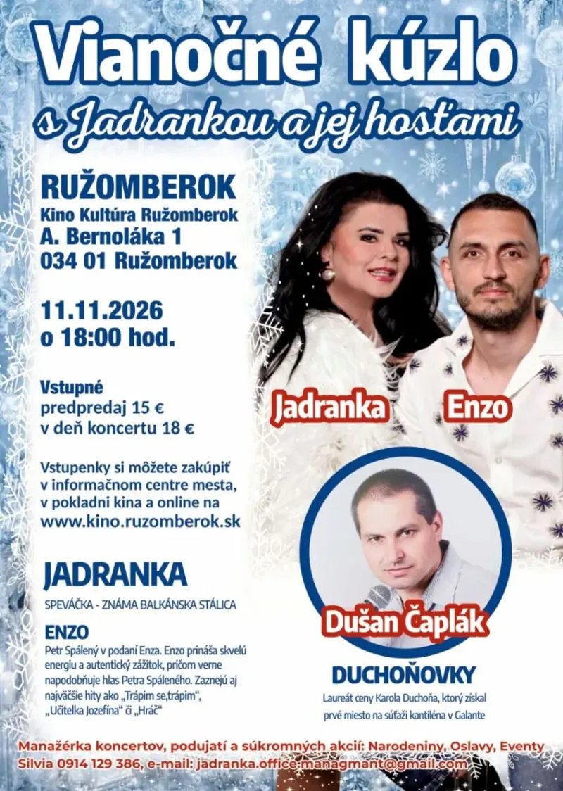 VIANOČNÉ KÚZLO S JADRANKOU A JEJ HOSŤAMI (Kino Kultúra)