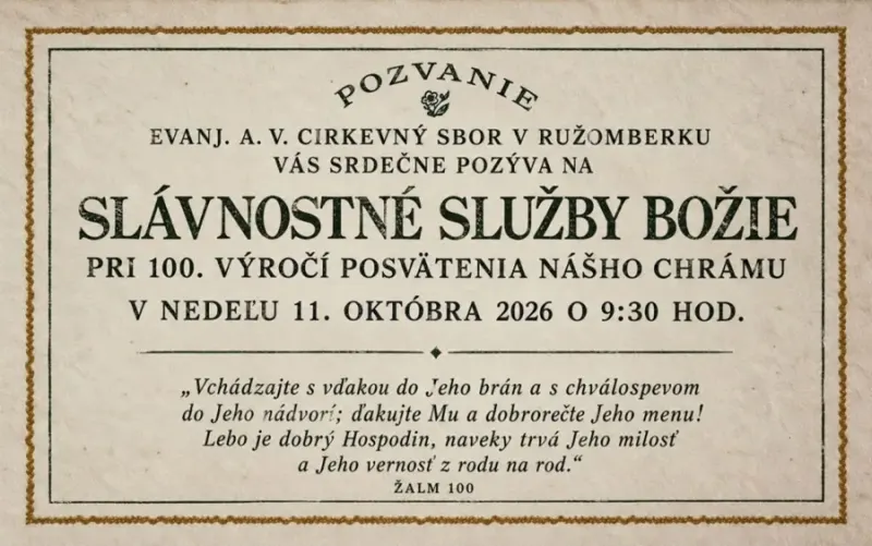 SLÁVNOSTNÉ SLUŽBY BOŽIE (Evanjelický kostol)
