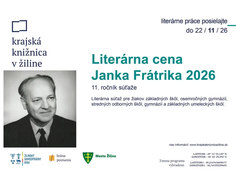 Súťaž: Literárna cena Janka Frátrika 2026